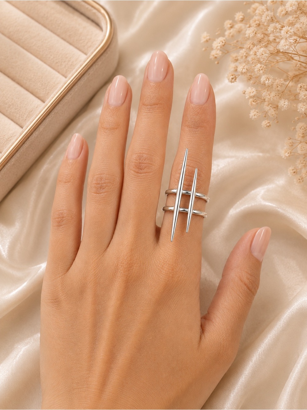 Modern Silver Ring - Women's Fashion Jewelry - Picture 4 of 4